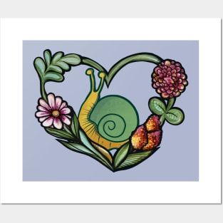 Garden Snail Flower Heart Posters and Art